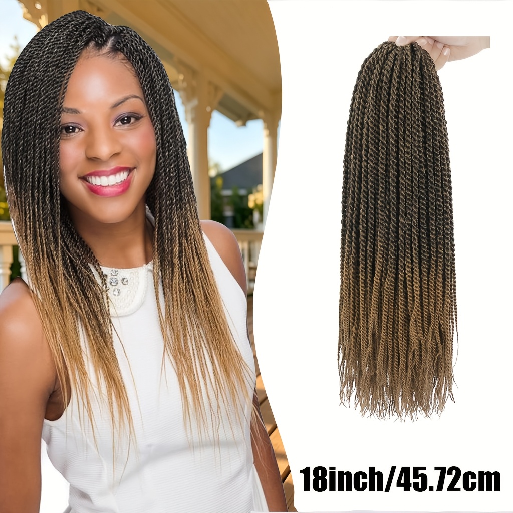 Ombre 2-Strand Twist Crochet Braids, Extensões de Cabelo Crochet Sintético Espiral Twist 7