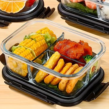 Wielofunkcyjny zestaw szklanych pudełek bento, pojemnik do przechowywania świeżości, termoizolowane pudełko na lunch, odporne na zamrażanie, nadające się do zmywarki, szczelny pojemnik na żywność, artykuły kuchenne do domu, akcesoria kuchenne, odpowiednie dla pracowników biurowych
