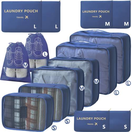 immagine dell'articolo Set organizer da viaggio per vestiti 8/14 pezzi, essenziali per il dormitorio per studenti, insegnanti, borsa portaoggetti da viaggio con sacchetto per lingerie con cerniera per valigie, ritorno a scuola, per uomo e donna, forniture essenziali per il viaggio degli studenti, articoli per il ritorno a scuola