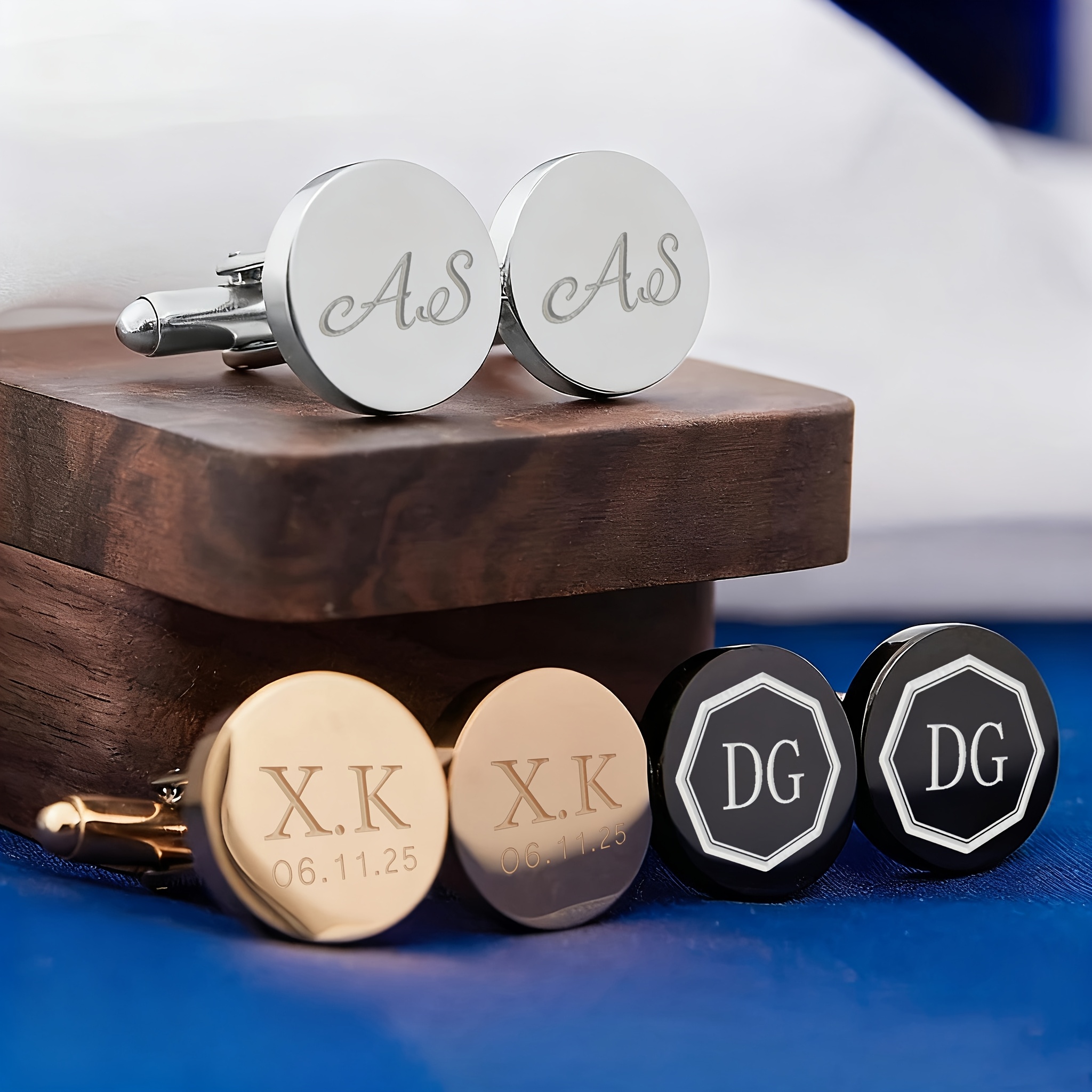 TEMU 1pair Custom Name Stainless Steel Cufflinks - Suit Cufflinks, Personalized Daily Matching Shirt Business Cufflinks, Groomsmen Gift, Give To