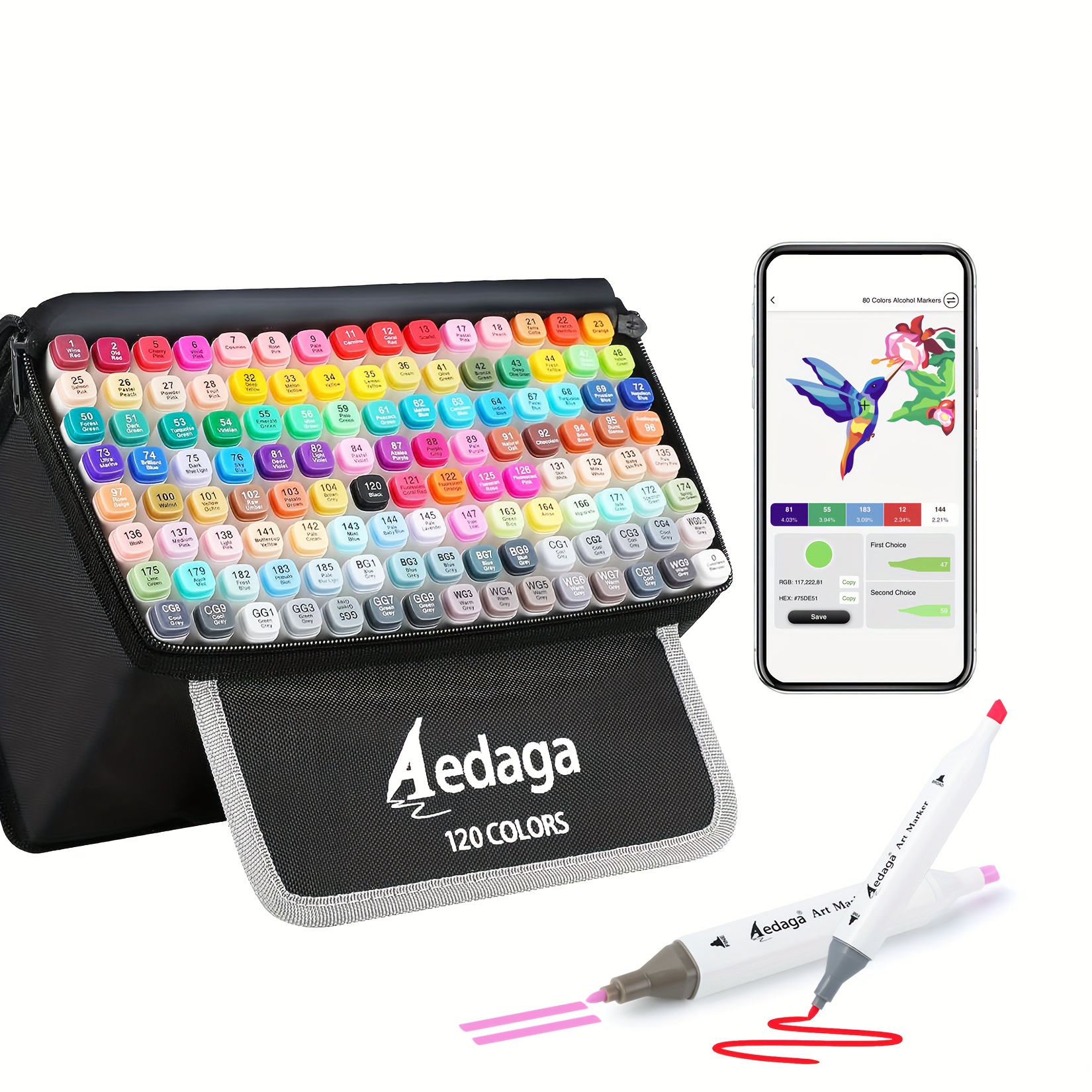 TEMU 120 Colors Alcohol Markers, Dual Tip Art Markers With Kickstand Case For Artists. Alcohol Based Markers For Coloring Painting Sketching And