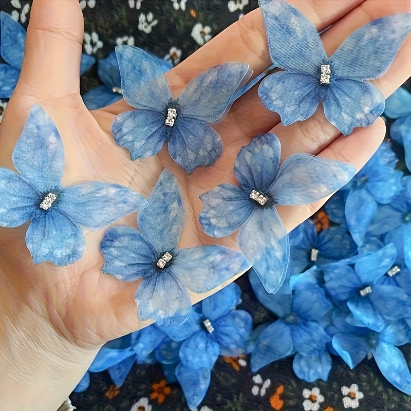 TEMU 12/24pcs Appliques Papillons Colorées en Élégante - Patchs en Tissu 3D Main, Robes de Mariée, Vêtements, Accessoires pour Cheveux et Décorations