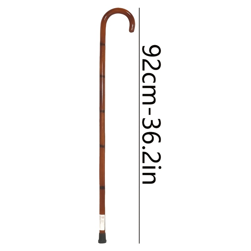 Image of Retro Natural Wooden Curved Handle Walking Stick 92cm (36.2 Inches) Lightweight Wear-resistant Handle Stable Support Auxiliary Walking Stick