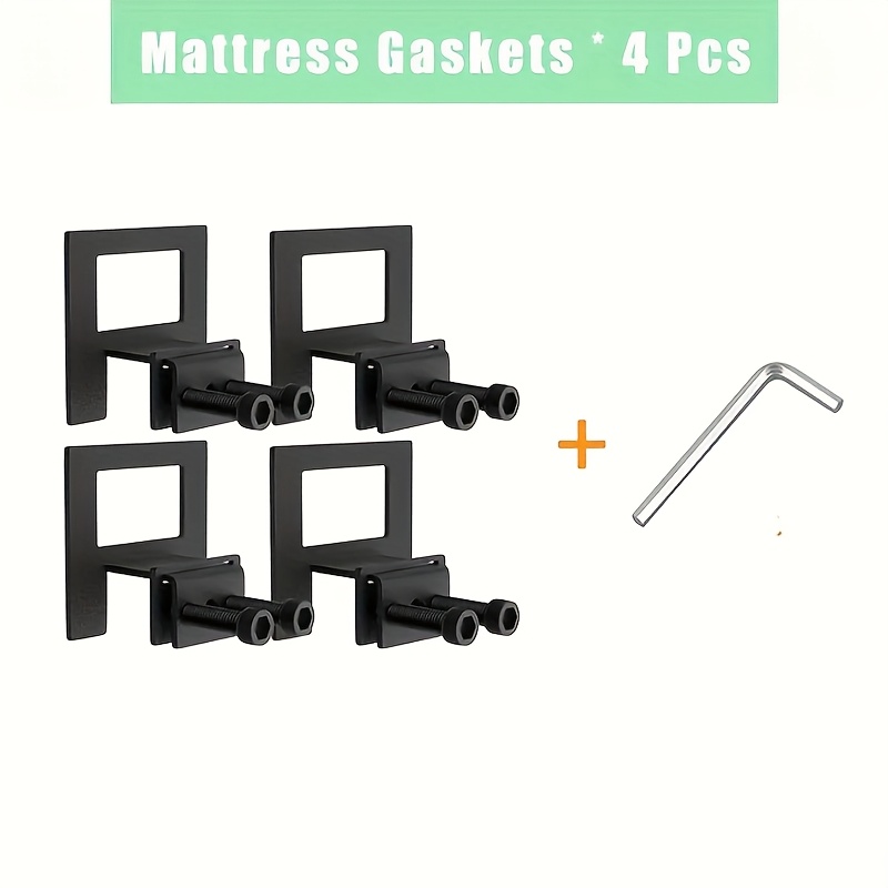 Image of 2pcs/4pcs Adjustable Non-slip Mattress Gaskets For Metal Bed Frame Box Spring, Keep Mattress From Sliding Gripper, Mattress Holder In Gripper, Black