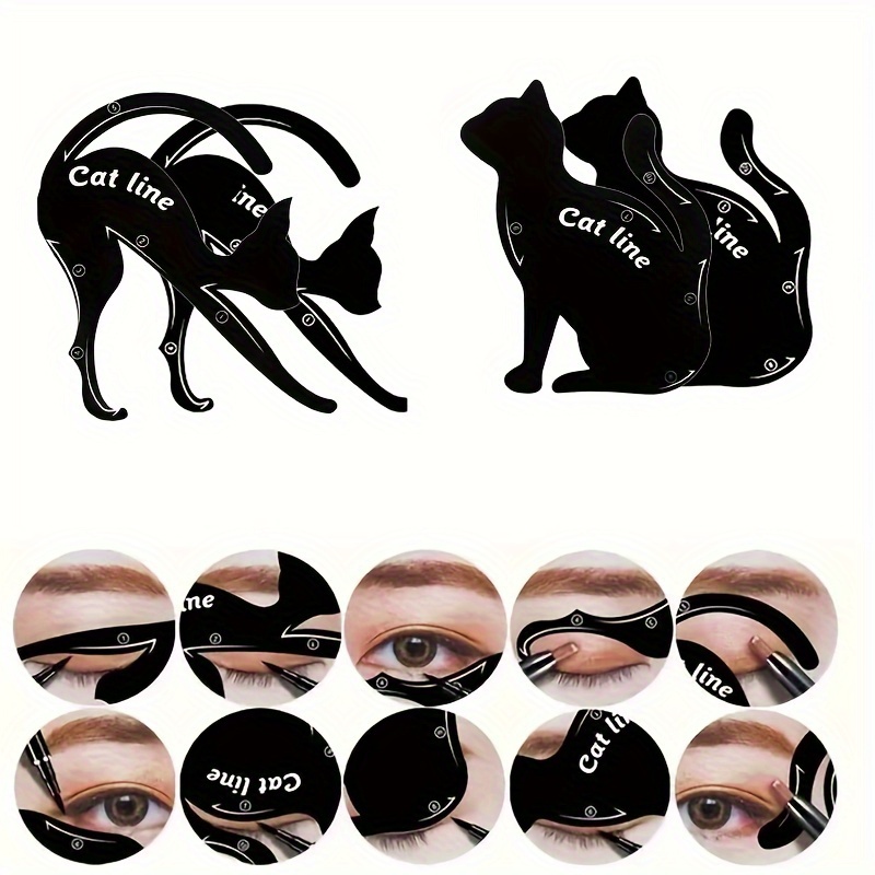 

Cat Eye Makeup Stencil Kit, 4-piece Eyeliner Template Tool For Perfect Winged Liner & Eyeshadow, Easy Application For 10 Styles