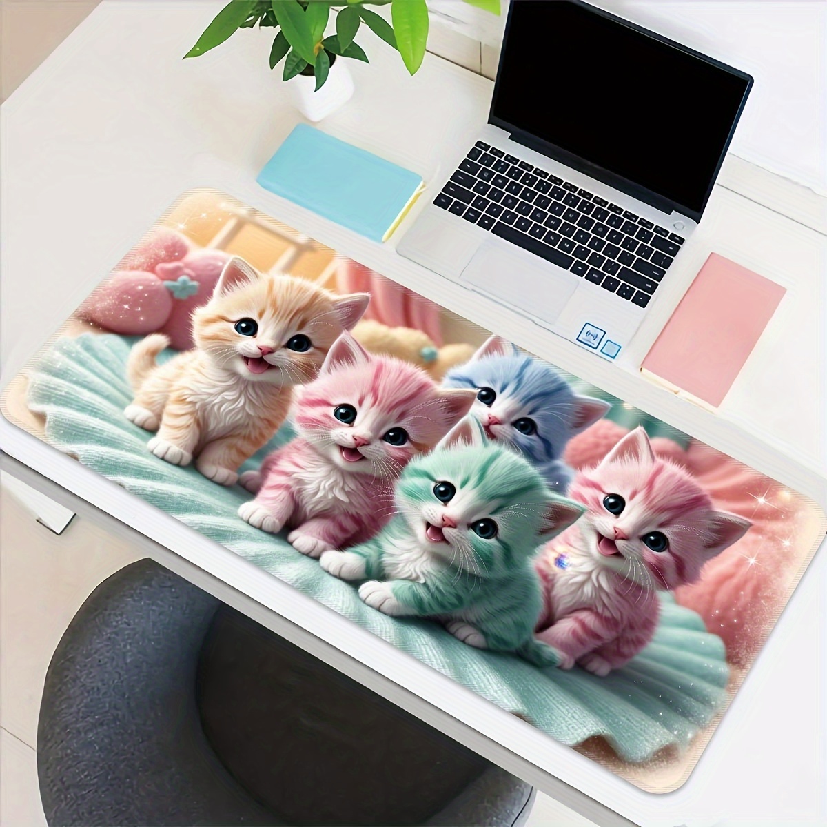 

Kittens Large Gaming Computer Mouse Pad, Oversized Extended Thickened Desk Mat, Non-slip Rubber Material With Precision Hemming, Washable, Rectangular Office Desk Accessory Gift