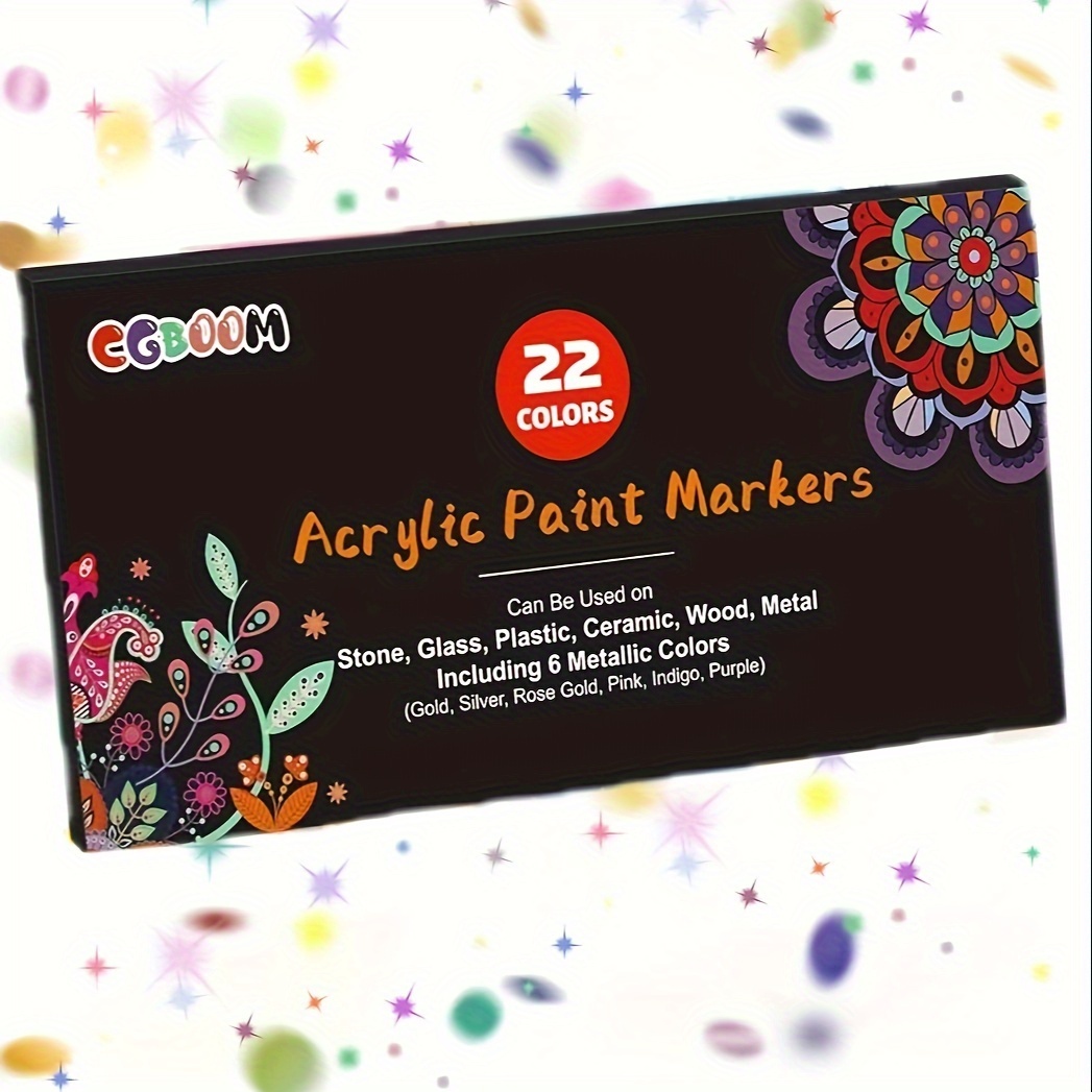 

Acrylic Paint Pens, 22 Paint Pens, 0.7 Mm Extra Fine Tip Acrylic Pens Paint Markers For Rocks, Canvas, Wood, Metal, Ceramic, Glass, Easter Egg (including 6 Metallic Color)