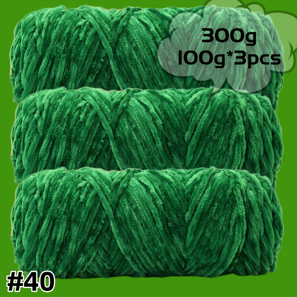 E-shop 3er-Pack Weiches Samt Chenille Garn - 100G pro Rolle, Mehrfarbig Stricken & Häkeln - Geeignet für Pullover, Schals, Mützen, Puppen, , Chunky