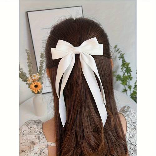 1pc large satin ribbon bow hair clip hair accessory for women suitable for daily parties and holiday wear