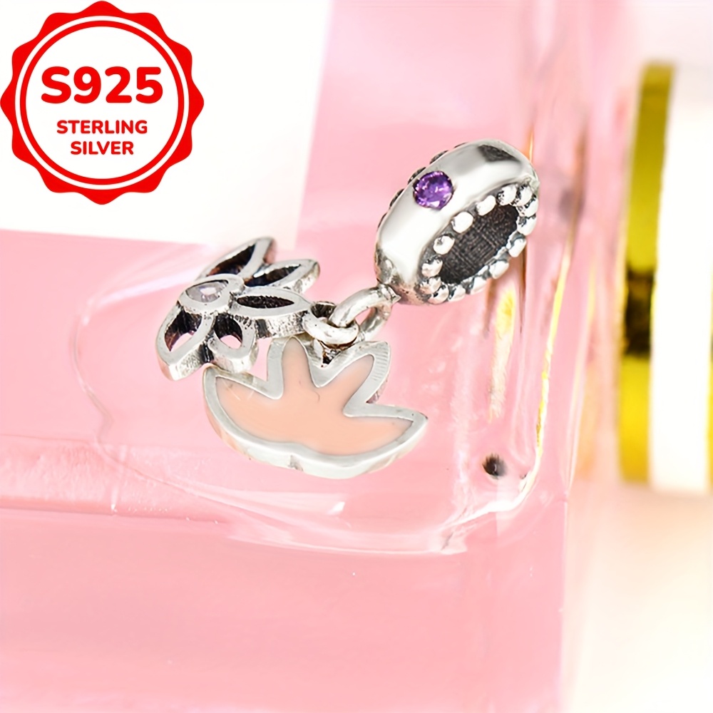 925 Sterling Silver Lotus Flowers Shaped Charm, Gift