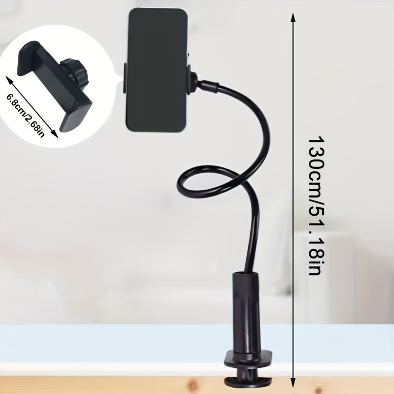 1pc adjustable flexible arm phone holder with 360 rotation ergonomic bed mount for hands free viewing stable flexible clamp for smartphones tablets e readers ideal for bed desk car use bedside accessory sleek metallic clamp design Product details 2