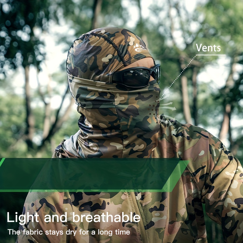 A Summer Tactical Camouflage Hood for Men And Women, Suitable for Outdoor Fishing, Sun Protection, Cycling, Made of Breathable .