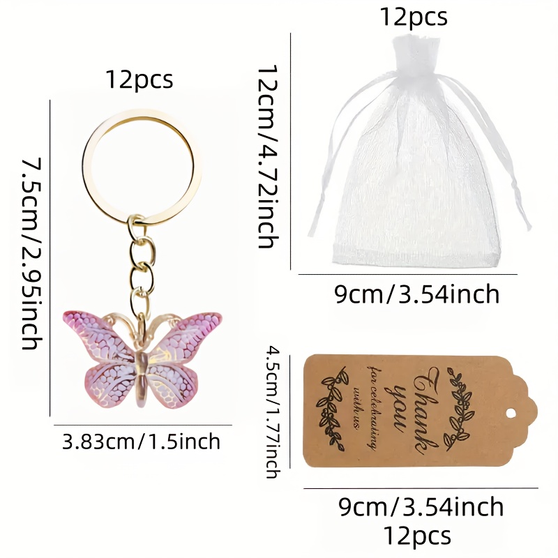 TEMU 36 Pack Keychain Gift Pack 12 Keychains + 12 Cards + 12 Gift Yarn Pouches
