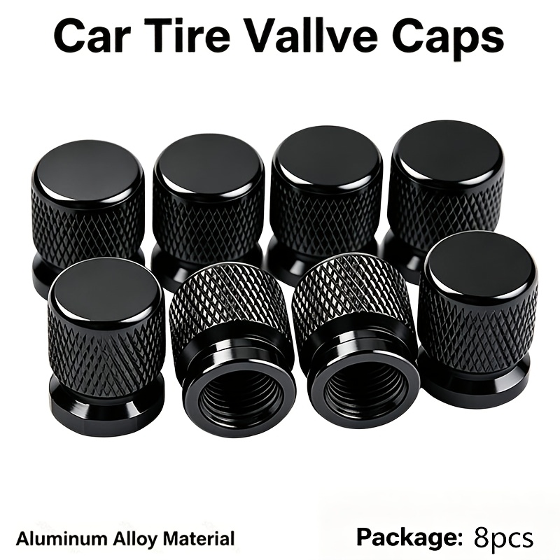 TEMU 8pcs Black Car Tire Valve Caps, 8-pack Suitable For Car Tire Valve Covers, Universal Tire Valve Caps, Car Truck Tire Caps, Suitable For Medium
