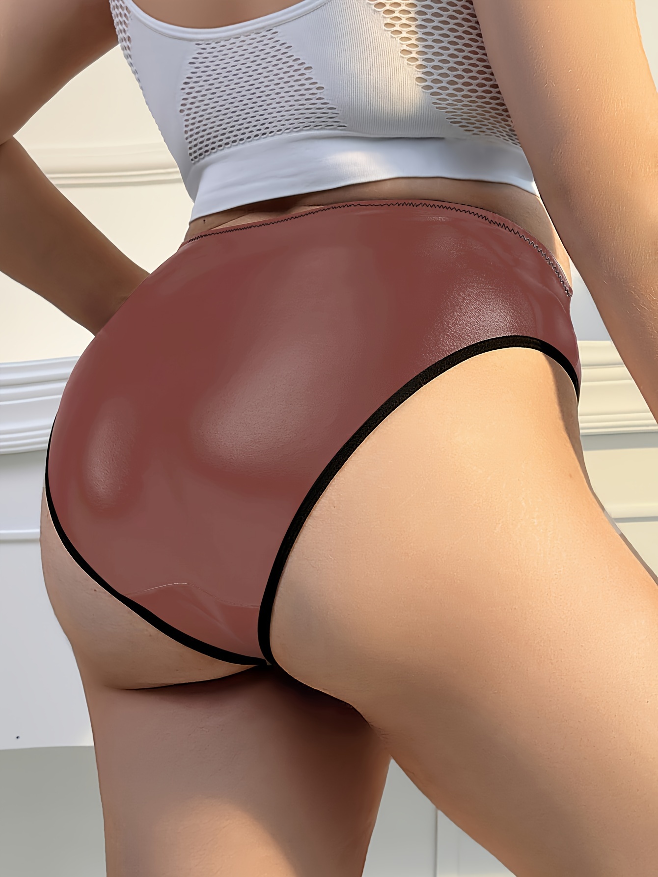 Large Size Women's Sexy Shiny Panties for Performance and Dance