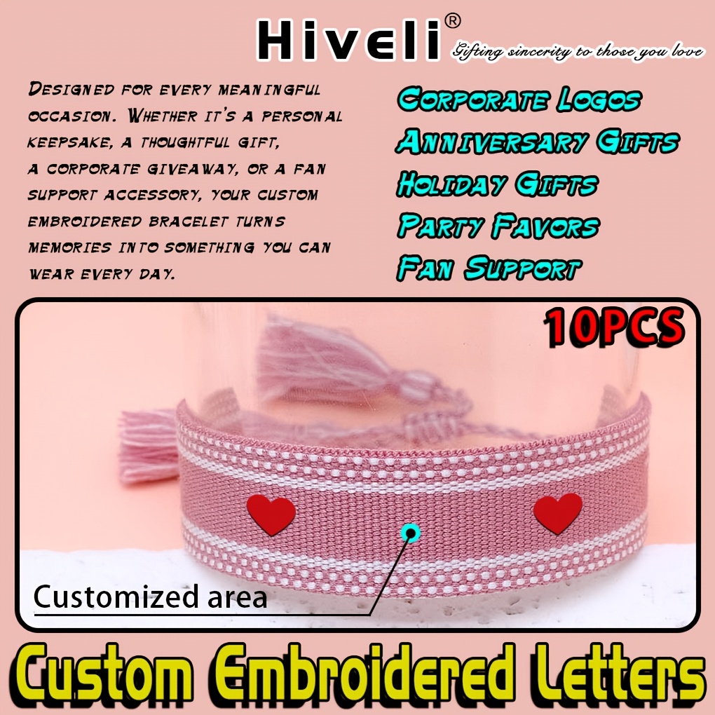 Personalized Hand-Woven Bohemian Bracelet with Double Heart