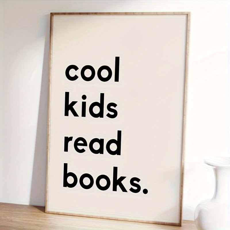 1pc Modern Mid Century Beige Cool Read Books Canvas Print Wall Art Playroom Classroom School Read Corner Wall Decor No Framed