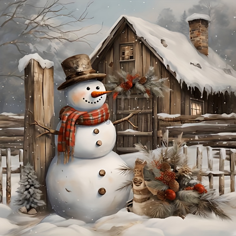 

Winter Cabin & Snowman 5d Diy Diamond Painting Kit, Full Drill Round Acrylic Diamonds, Anime Themed Cross Stitch Embroidery Mosaic Art Craft, Home Wall Decor Gift Set For Beginners & Adults, 30x30cm