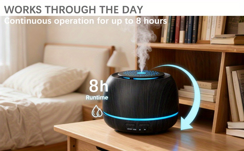 COOLUCK Difuzor de Uleiuri Esențiale și Umidificator 300ml cu Telecomandă, Lumină de Noapte cu 7 Culori Schimbătoare, Tehnologie Soundwave Alimentat prin USB, Mod Răcoros/Uscat, Oprire Automată, Compatibil cu Uleiuri de Difuzare (Lavandă/Arbore de Ceai/Oregano) pentru Casă, Birou, Spa
