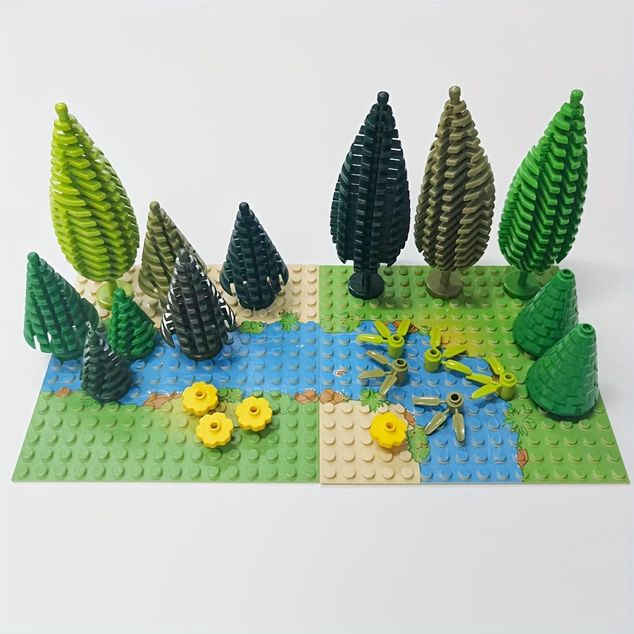 2pcs Set Small Grain Base Plates Forest Scene Building Blocks Home Decor Board