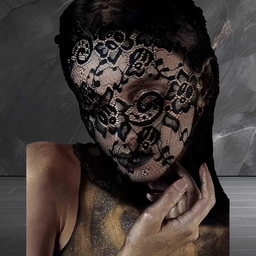 Mystery Full Face Mask Aus Stretch-Stoff – Schwarze Gesichtsmaske Für Halloween, Cosplay & Maskenbälle, Durchsichtig
