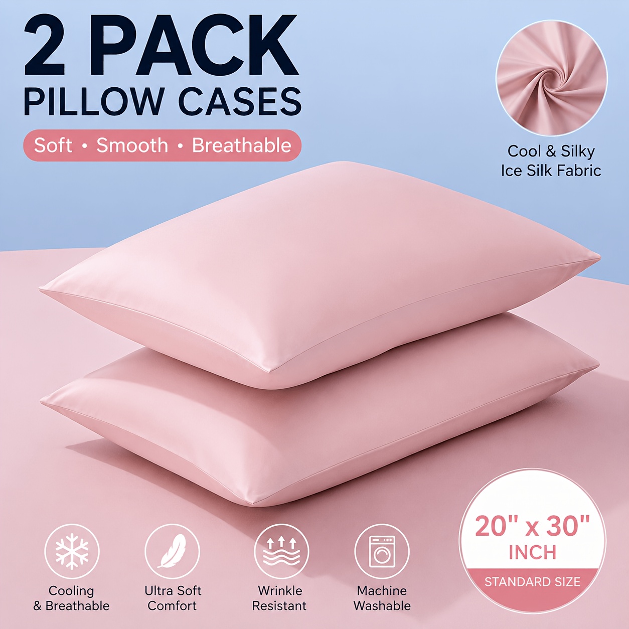 TEMU 2pcs Stretchy Spandex Pillowcases, No Insert, High Gram Weight 140g, Machine Washable, Skin-friendly And Breathable, Hair-friendly, Halloween