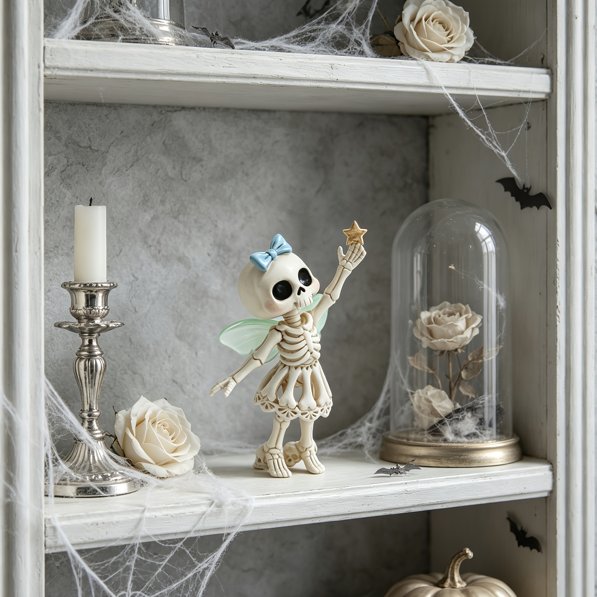 TEMU Fairy Picking Stars Collectible Figurines With Fluorescent Wings, Resin Craft, Fairy Garden Statue Ornament, Halloween Desktop Party Decoration