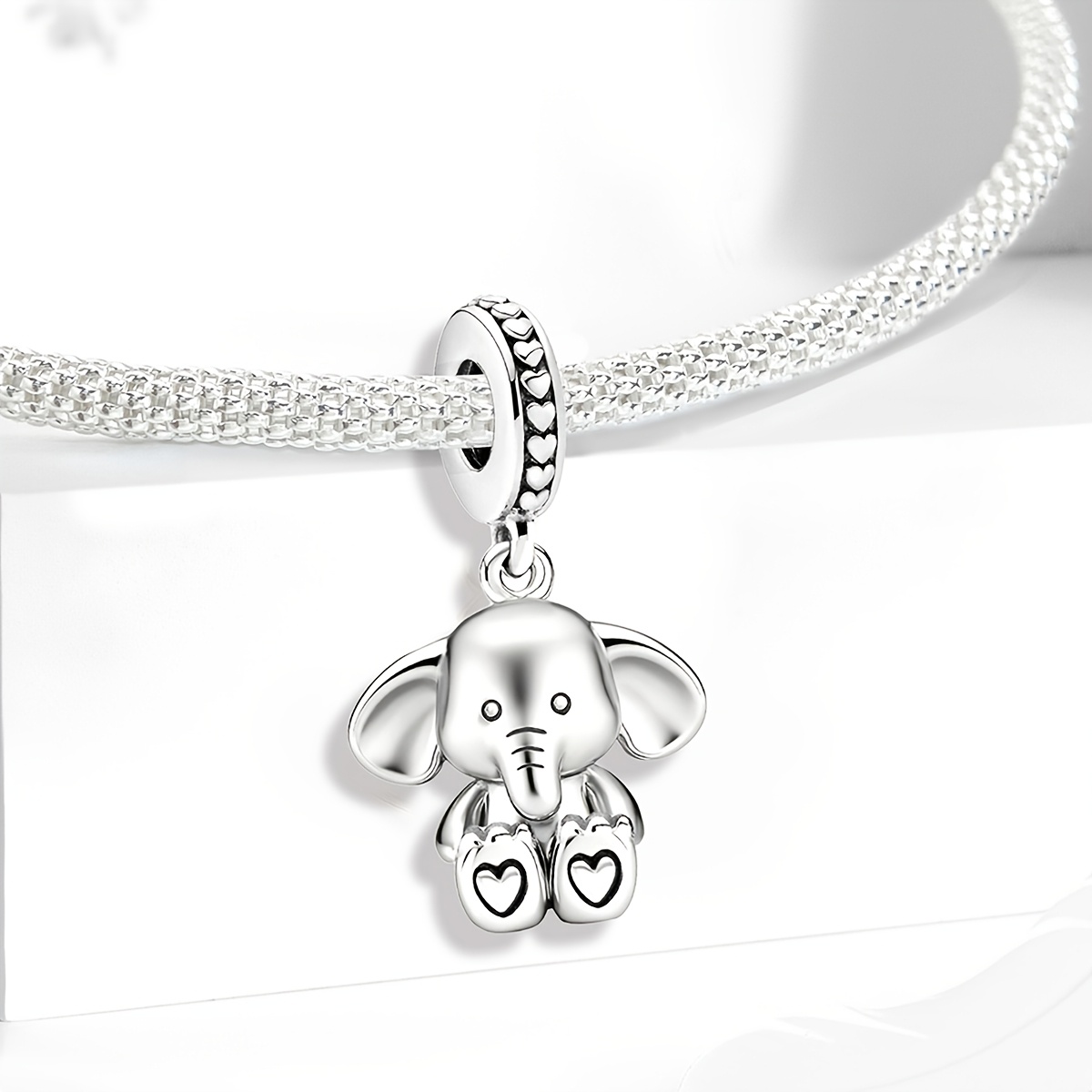 Sitting Elephant DIY Pendant, 925 Silver Plated