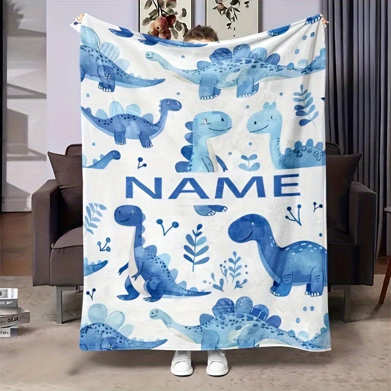 

Custom Dinosaur Print Flannel Throw Blanket - Personalized, For Couch, Bed, Travel, Camping, Living Room, Office - Machine Washable, Comfort
