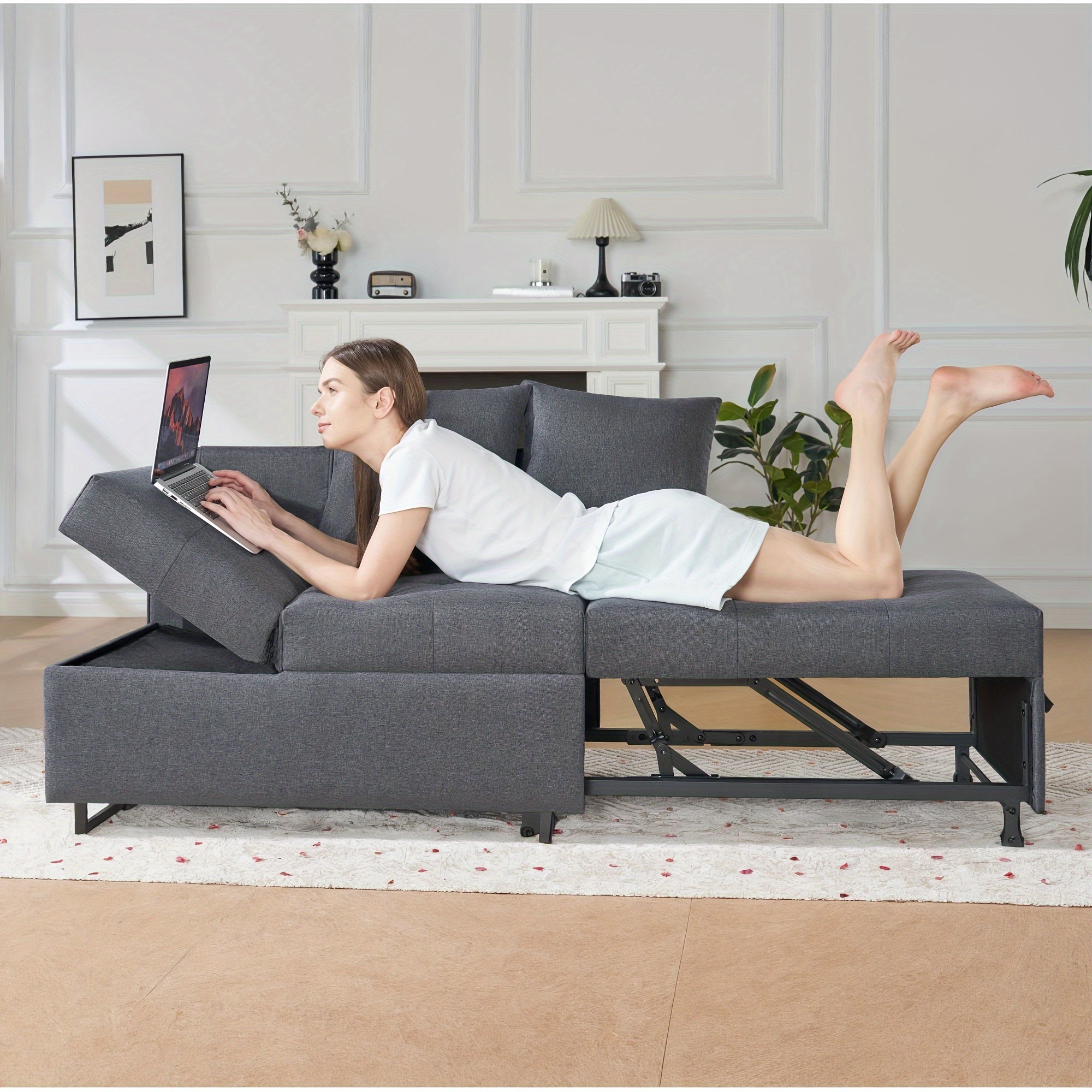 Furniture Small Convertible Chair Sofa Bed, 3-in-1 Convertible