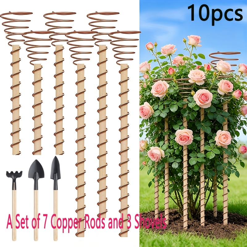 10pcs Set: Copper Wire Stakes With Trowel, Garden Decorative Stakes, A For Gardening