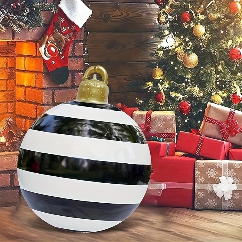 

1pc Pvc Inflatable Christmas Ball Decoration, Large Outdoor Decorative For Home & Garden, Suitable For Christmas, Birthday, New Year, And Celebrations, Freestanding, No Power Needed