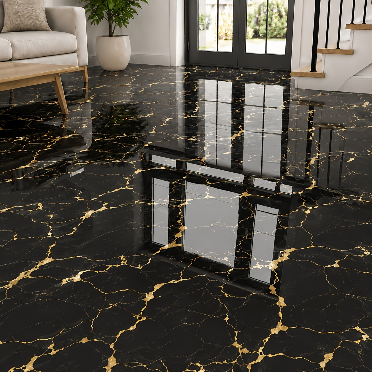 TEMU 1 Rollo de 60 X 300Cm Material Autoadhesivo de PVC Engrosado Piedra para Renovación, Herramienta de Renovación de Pisos, Estructura de Espuma