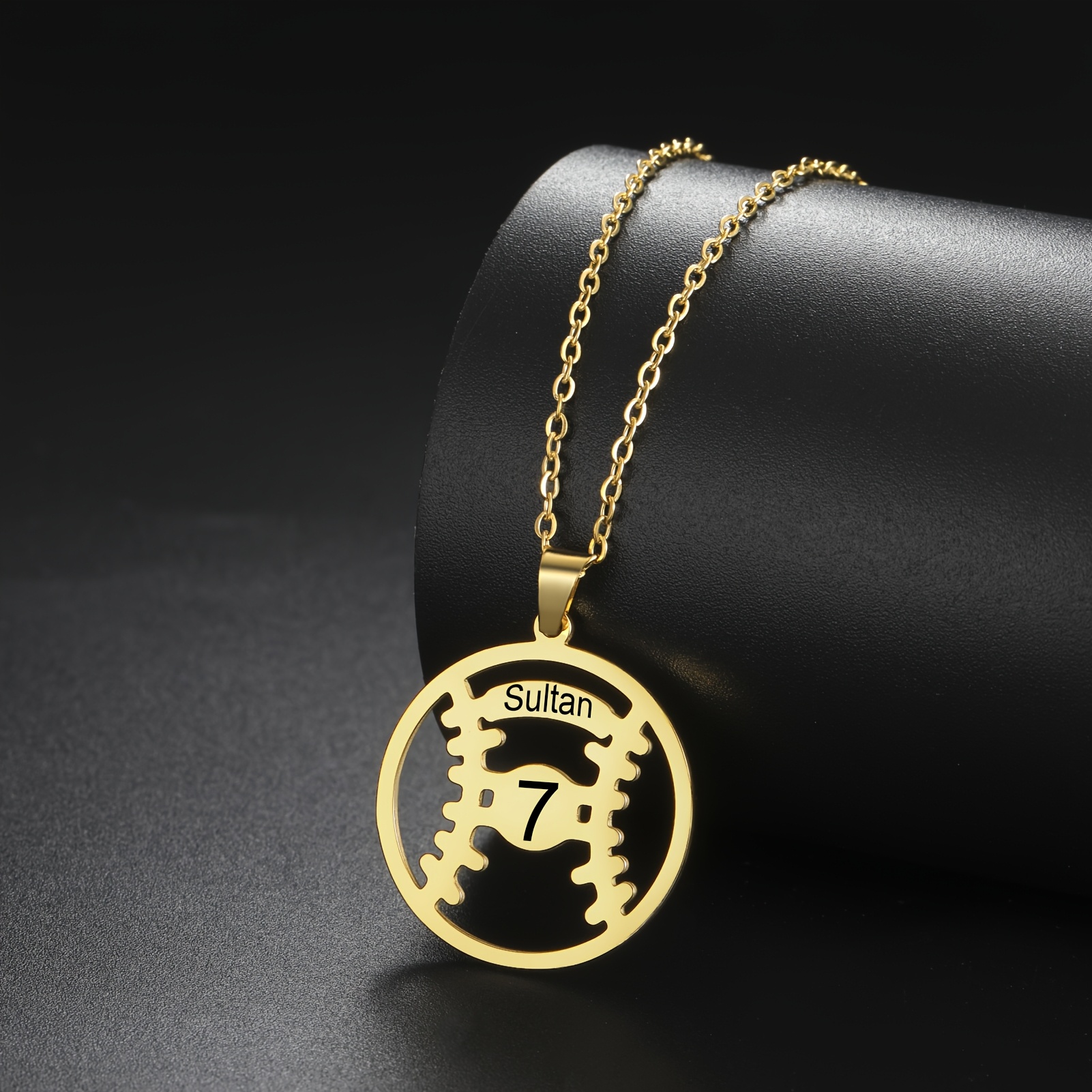 Customizable Baseball Number & Name Pendant Necklace