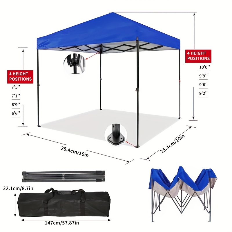 TEMU Outdoor Pop Up Canopy 10'x10' Tent Camping Sun Shelter-series Party Tent, Sq. Ft Of Shade