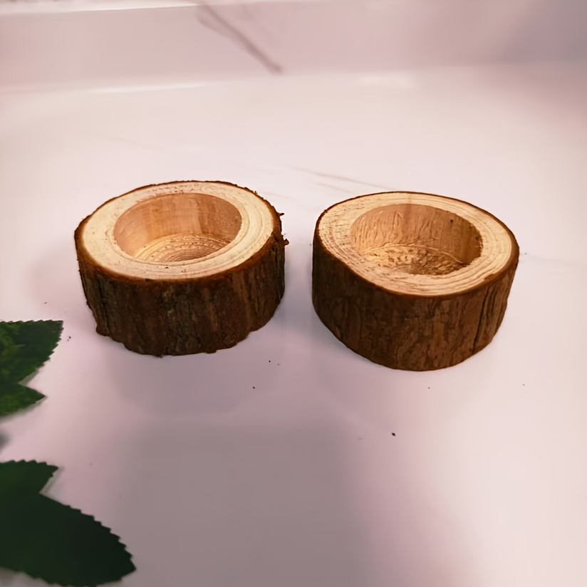 Rustic Wooden Candle Holder Set, 2pcs - Perfect For Home Decor & , Ideal For Christmas, Halloween, Valentine's Day, Thanksgiving - Tabletop Display