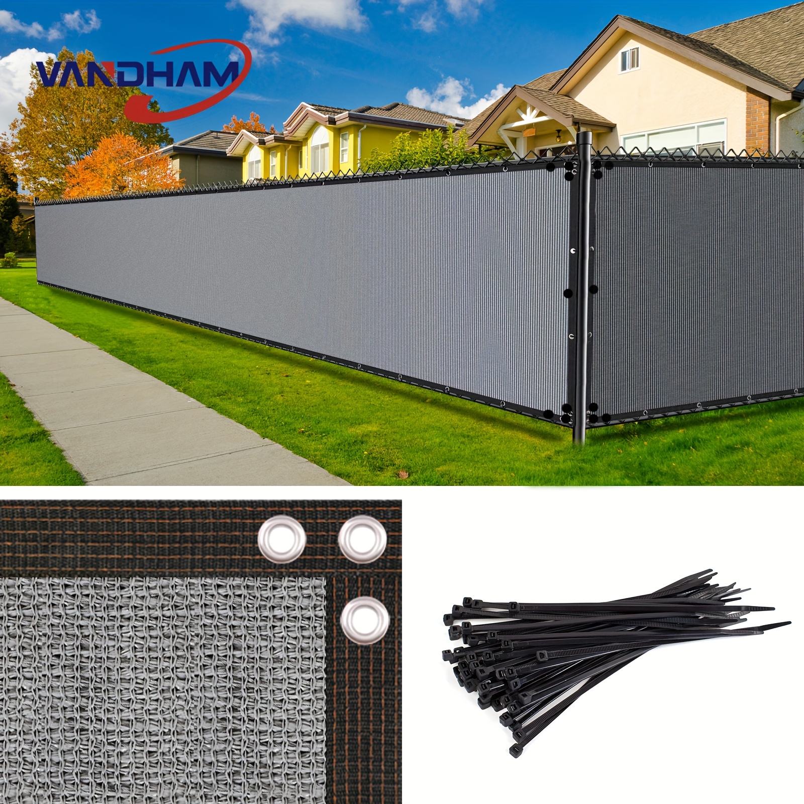 

1pc Outdoor Fence Privacy Screen, Windscreen Privacy Net For Balcony, Yard, Pool, Porch, Garden & Pet House, Backyard Chain Link Fence, With Zip Ties, Gray, 5'x50', 150gsm