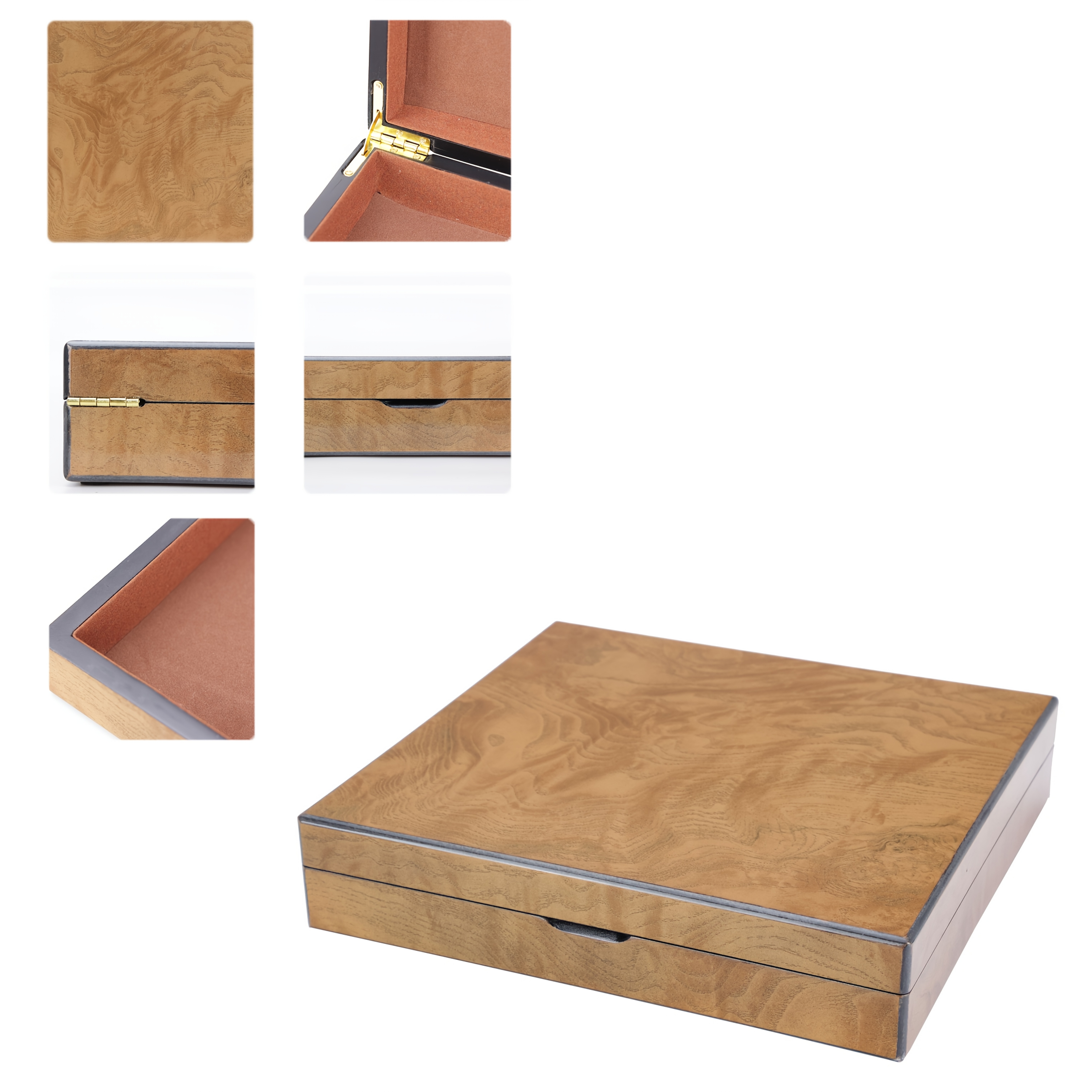 1 caja de almacenamiento de madera vintage elegante con diseño de grano de madera barnizada - Ideal para joyas, relojes y regalos para hombres y mujeres, incluye forro suave de seda, perfecta para el Día del Padre, el Día de la Madre y regalos navideños, cajas de joyas, cajas de joyas