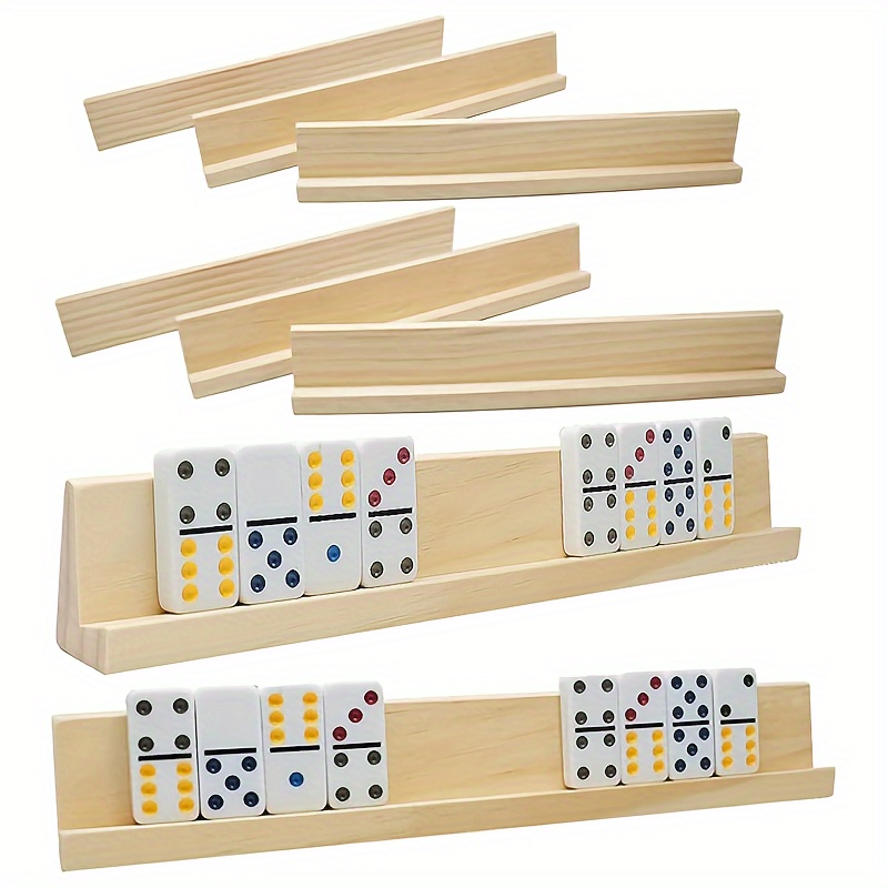 

1pc Wooden Domino Tray, Wood Domino Rack, Domino Holder For Domino Tiles, Mexican Train, Mahjong And Other Domino Games