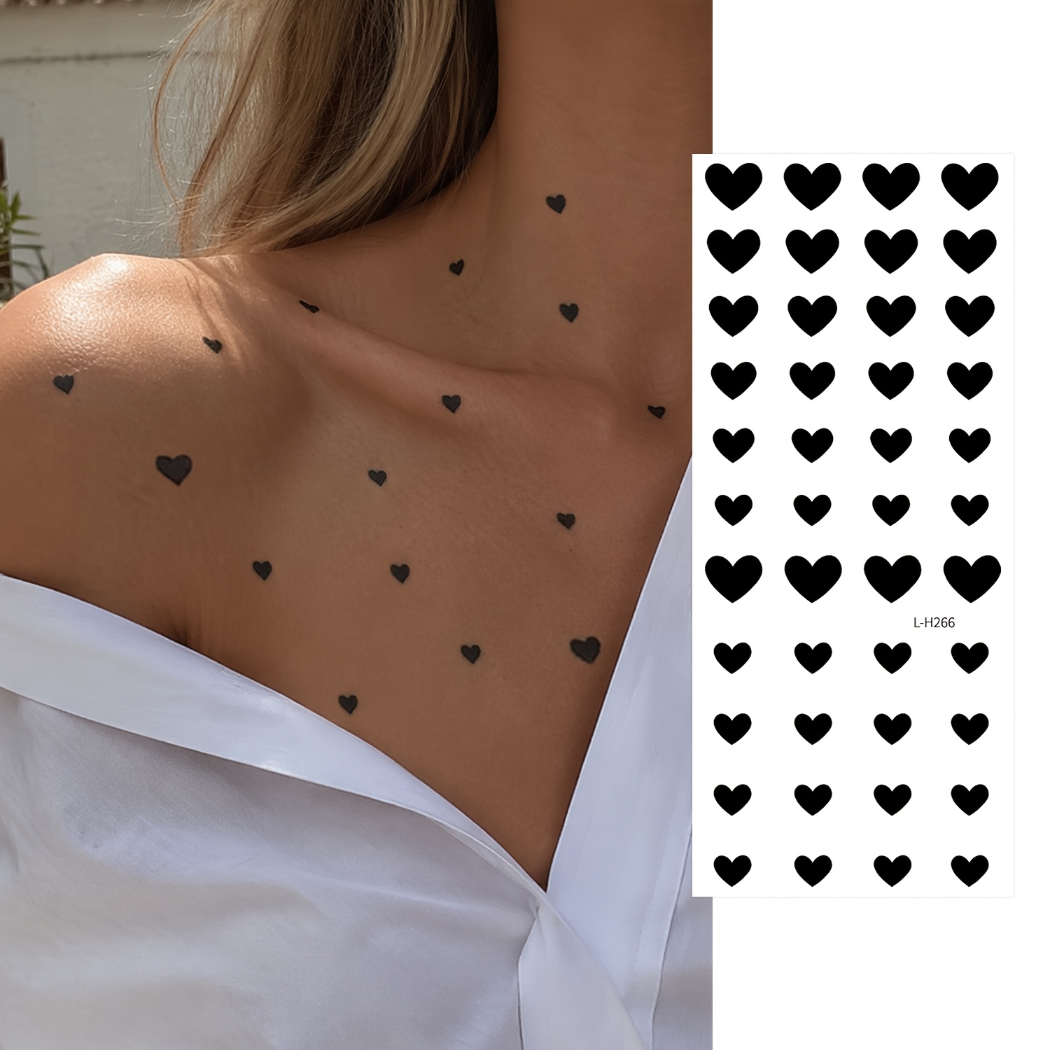 Tattoo, Assorted Sizes Minimalist Mini Heart, Long-lasting Temporary Tattoos, Waterproof