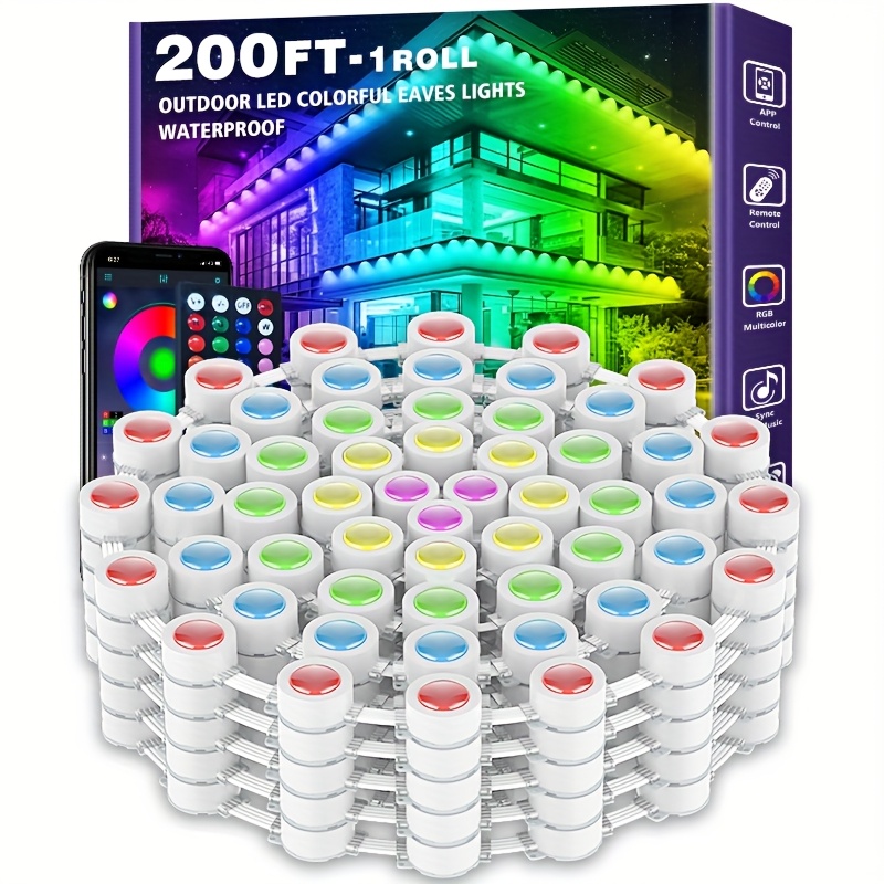 TEMU 200ft Rgb Lights, Smart Led Lights With App/remote Control, For Christmas And Decor, Daily And Accent Lighting, House Garden Lighting