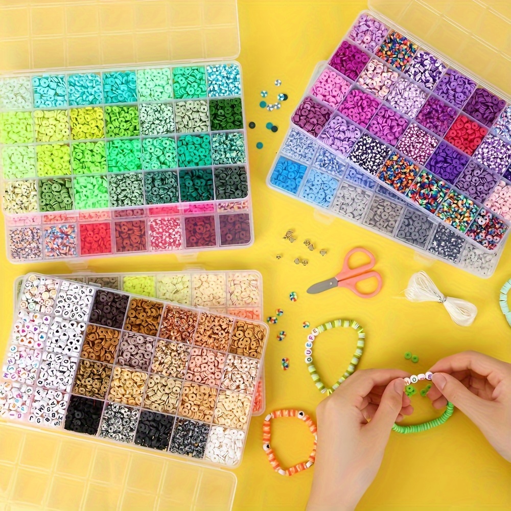 20000 pcs polymer clay beads bracelet making kit 160 colors polymer clay beads spacer loose beads jewelry kit with elastic thread for diy crafts multiple sizes details 2