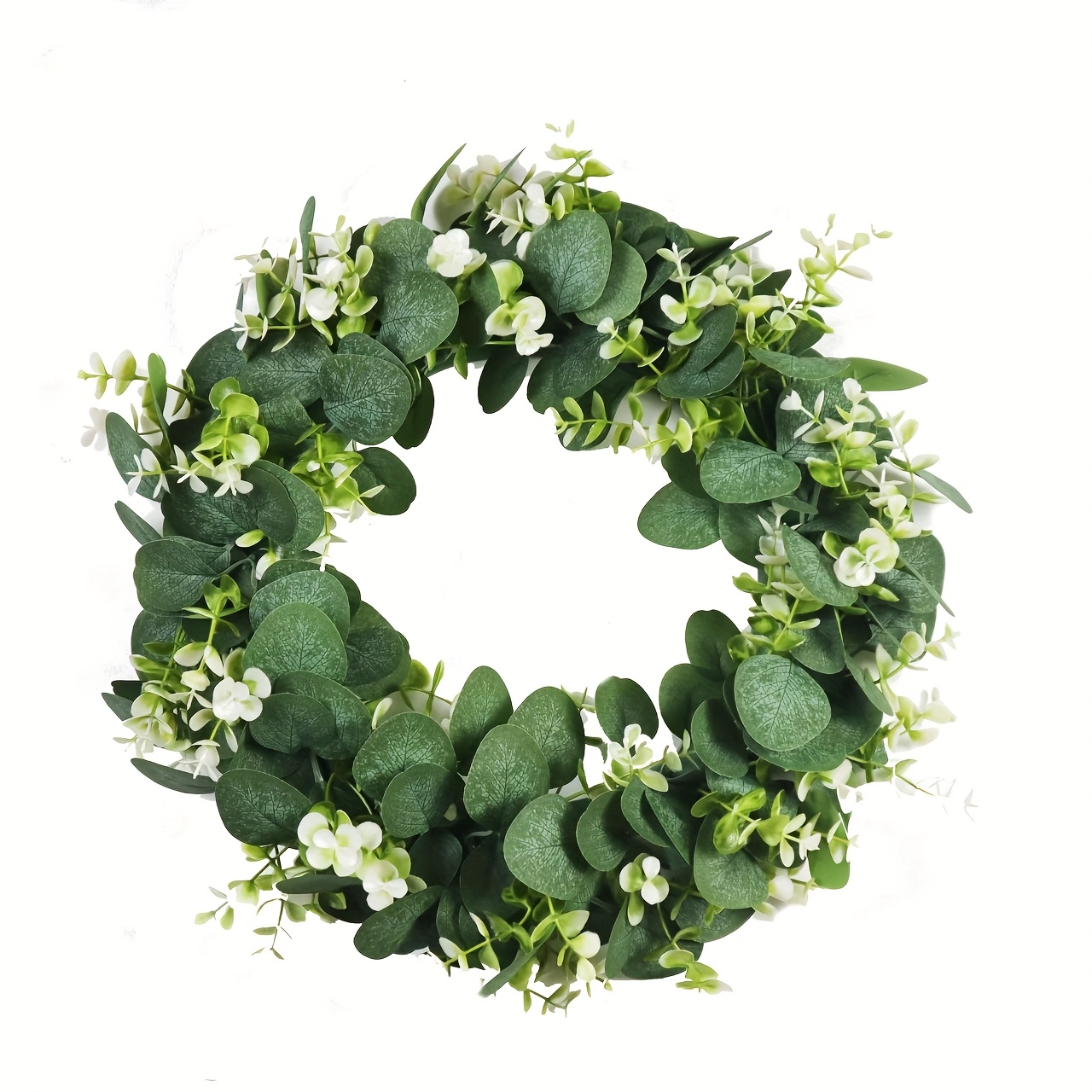 Image of 20-inch Eucalyptus And Wax Flower Wreath – Spring/ Decor For Indoor & Outdoor Use, Doors, Entrances, And , Great For Photo Shoots, Christmas, Easter, And More, Garden Decor
