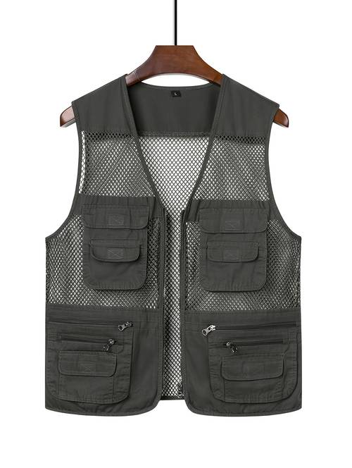 neue reine ganzjahres multi-pocket utility herren outdoor weste mesh schnelltrocknend atmungsaktiv top herren