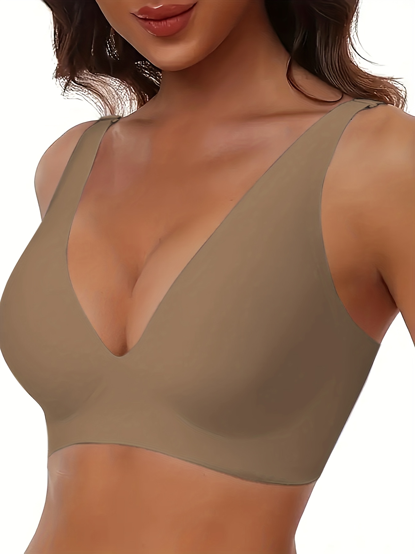 s push filled bra high non padded gel filled cups wire free smooth texture lift beige nude tones hand washable solid detachable padding push technology suitable for small bust sizes no wire underwire