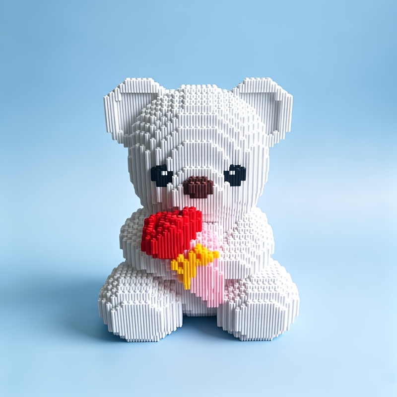 TEMU Large Flower- Bear Assembly Building Block Ornament, Animal Building Block Set, Educational 3d Puzzle Creative Ornament, New Construction Toy,