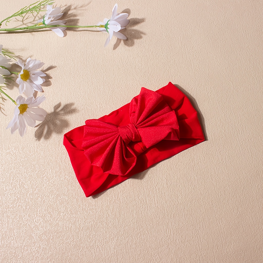 1pc Baby Soft Wide Edge Nylon Solid Color Bow Soft Bow Headband For Children 0-2 Years Old
