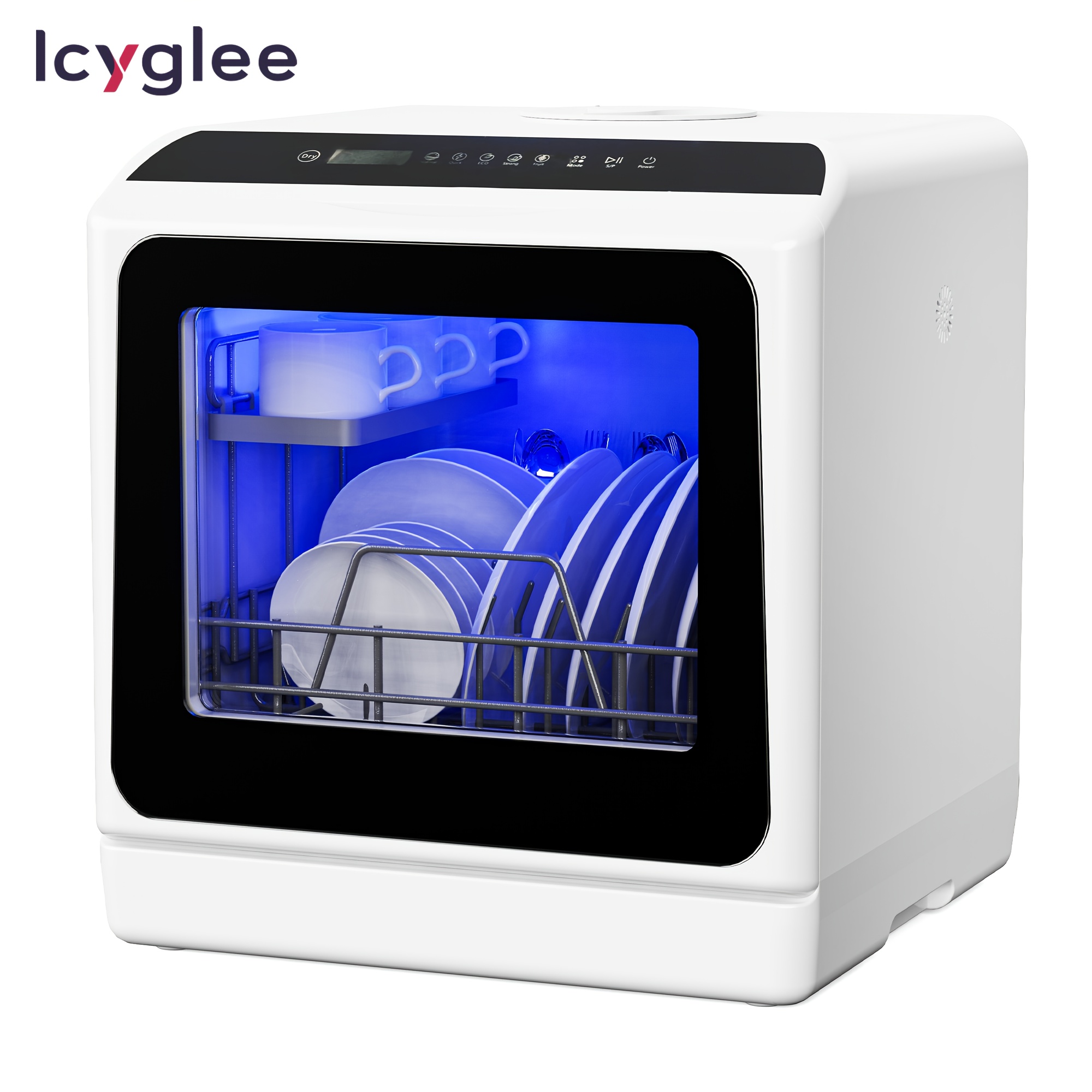 ICYGLEE Compact Mini Countertop Dishwasher, Small Portable Dishwasher With 5L Internal Water Tank, 6 Modes, And Baby Care Feature For Apartments & RVs, No Need For External Hookups.