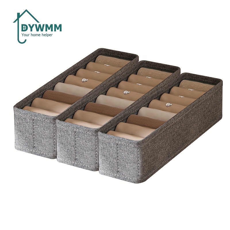 [3pcs Fabric Socks Storage Box] Multifunctional Foldable Storage Box For Socks, Underwear, Handkerchiefs, Ties And Belts - Space- Wardrobe Essential, Under Bed Storage