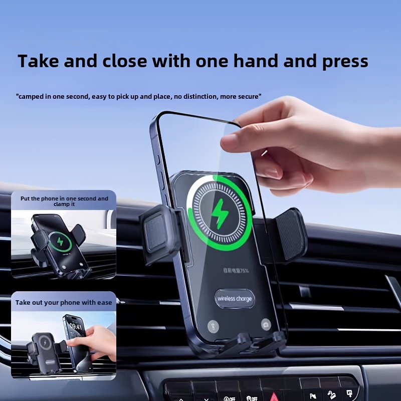 

Piece, Car Phone Holder Qa Fast Charging 15w Wireless Charger 360 Degree Rotation Lock Universal Car Mount (use , Please Watch The Video)